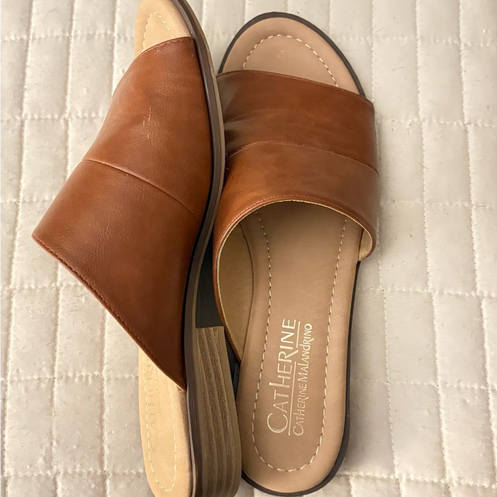 Catherines Tan Leather Mules